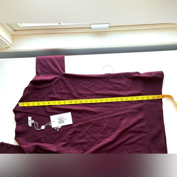 Evolution by Cyrus Sweater, Maroon Cardigan, Button Accents, Size S - Picture 8 of 9